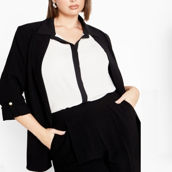 City Chic Tops - Black and White Sleeveless Women's Top Eleanor​​​